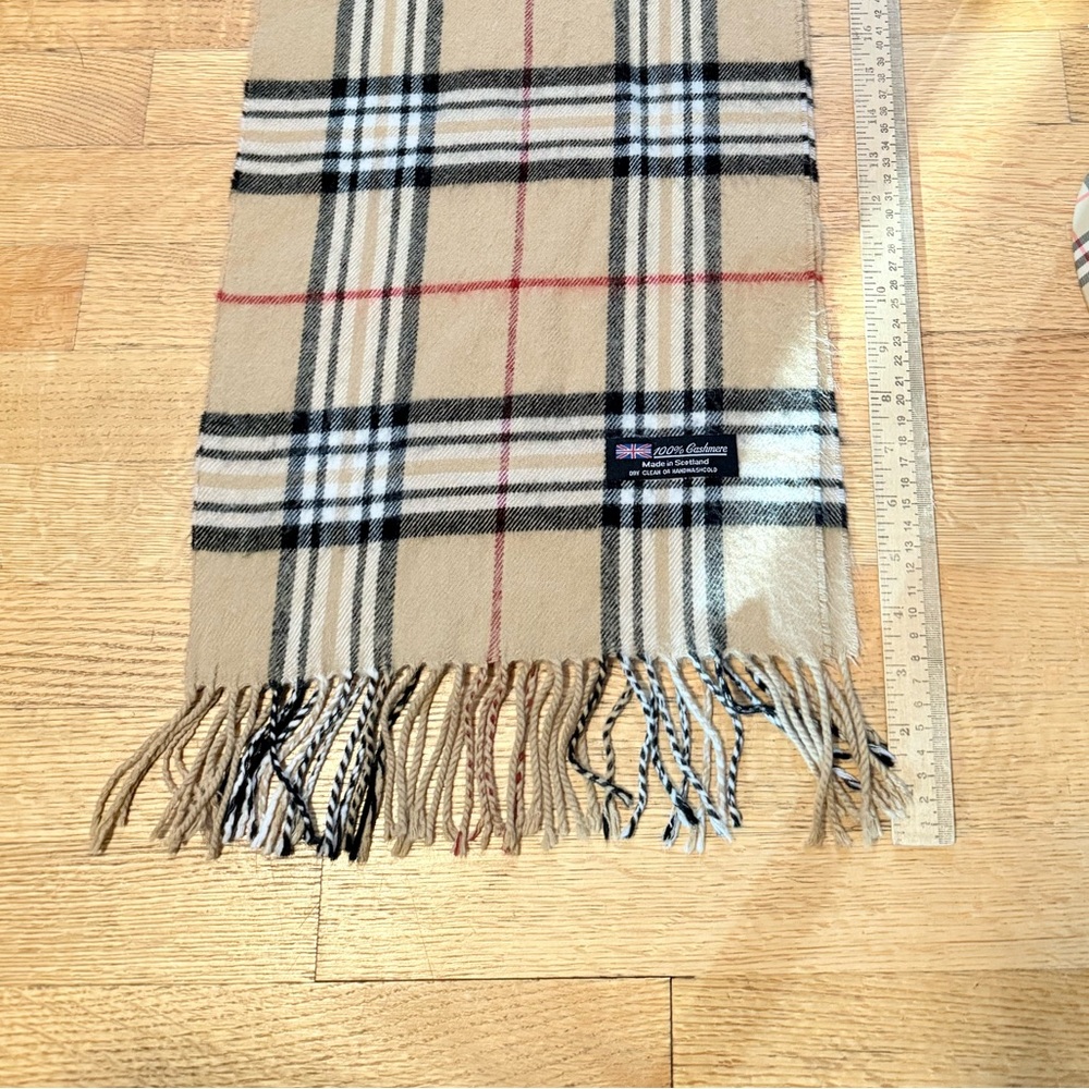 Classic Tan Plaid 100% Cashmere Scarf